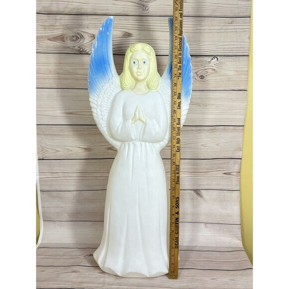 Vintage Christmas Angel Blow Mold 30" Union Products 1988 Blue Wings with Light - Picture 11 of 14